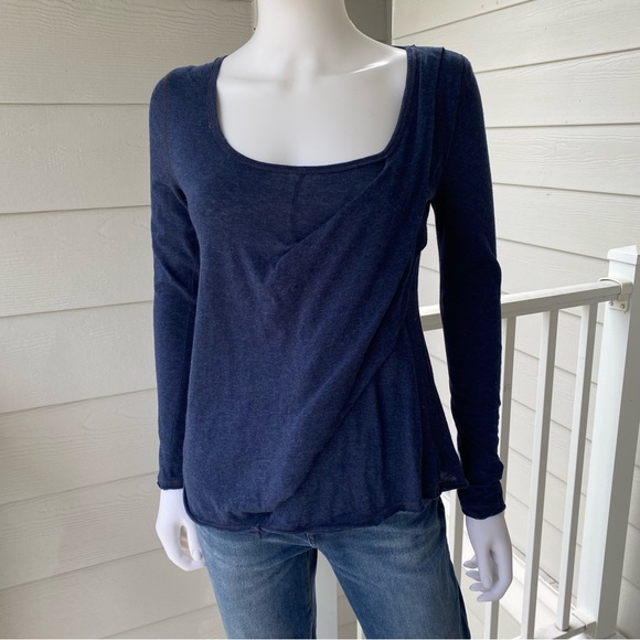 Free People Tops - FREE PEOPLE WE THE FREE Fitted Scoop Neck along Sleeved Drapey Tee Shirt